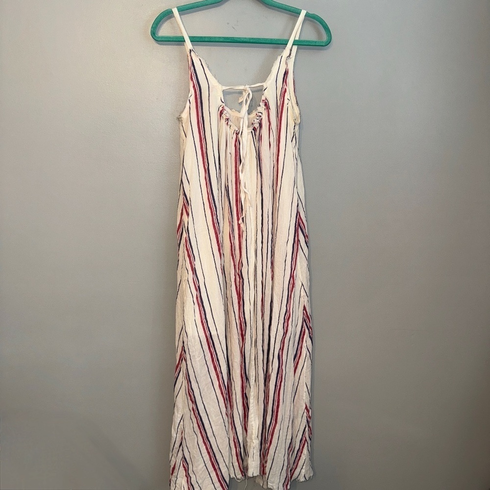 Free People Beaded Tassel Fringe Boho Striped Maxi Dress Size Small - Picture 9 of 10